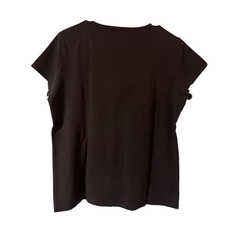 Classic Elements T-Shirt Large Cottagecore Lace Trim V-Neck Brown Short Sleeve - Picture 5 of 5